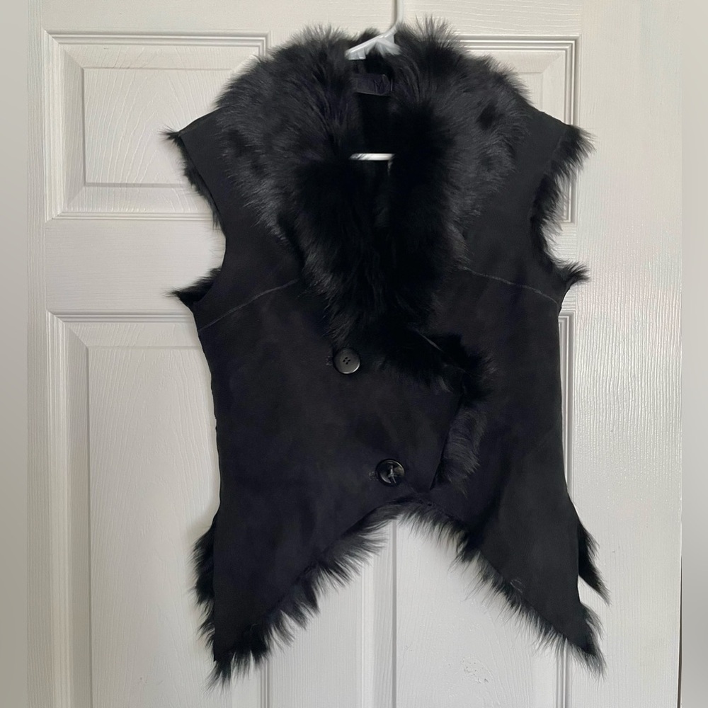 NWT RARE Nicky Minaj Black 100% Leather Cropped Vest Size Large